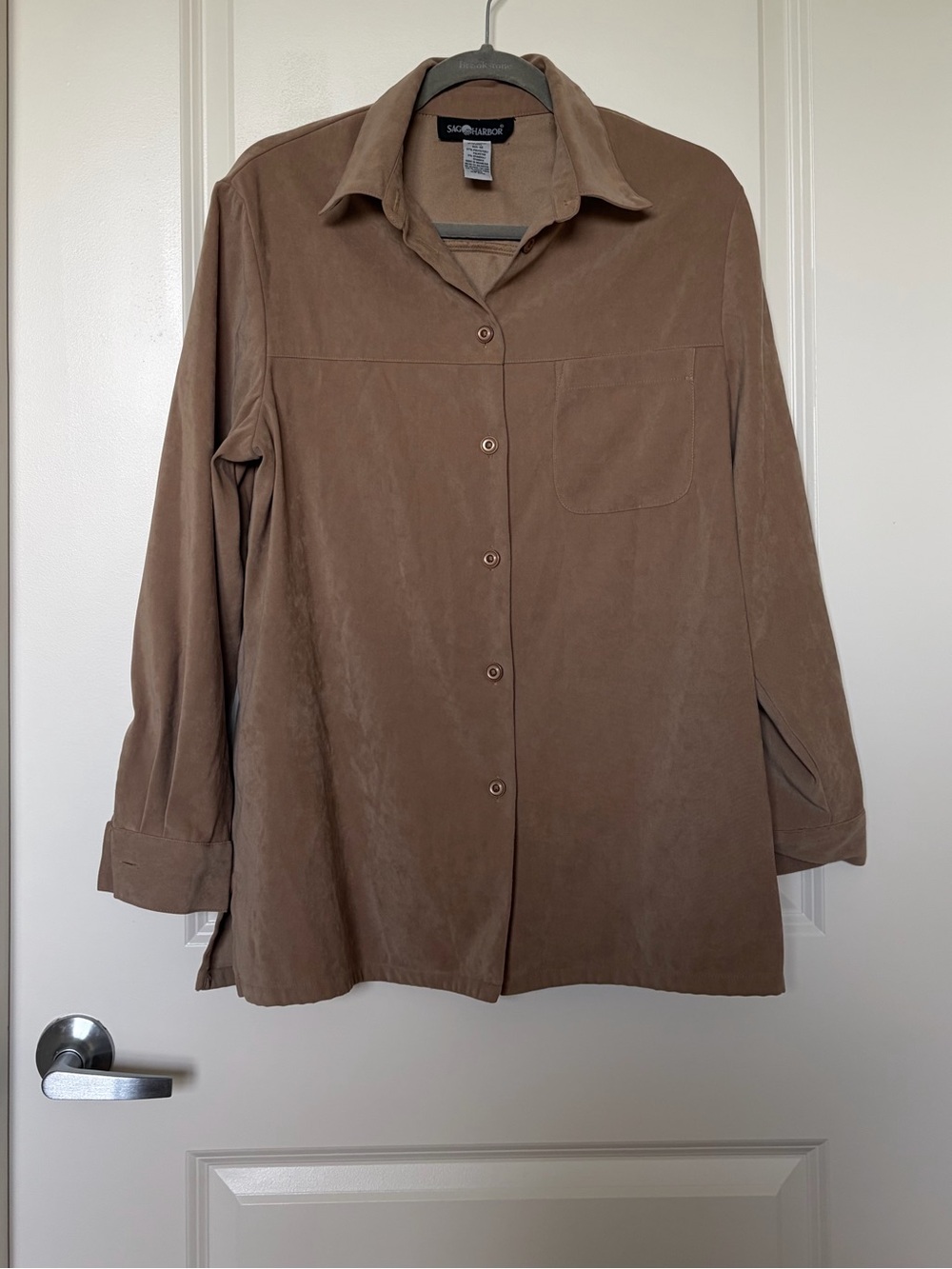 Sag Harbor Men's Suede Button-Front Jacket - Brown - Picture 2 of 6